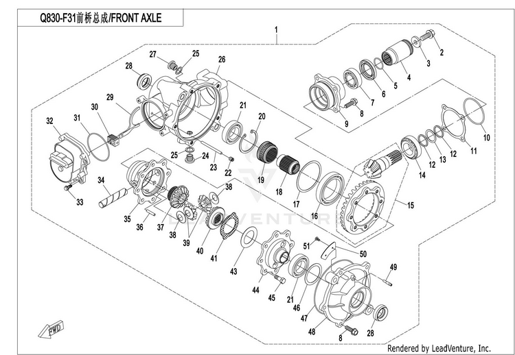 Front Differential CFORCE 400 CF400AU 2016 Crystal Orange Schematic