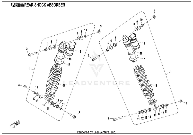 Rear Shock Absorber(Gas)-Black CF800AU-2A CFORCE 800 EPS 2020 Crystal Orange Schematic