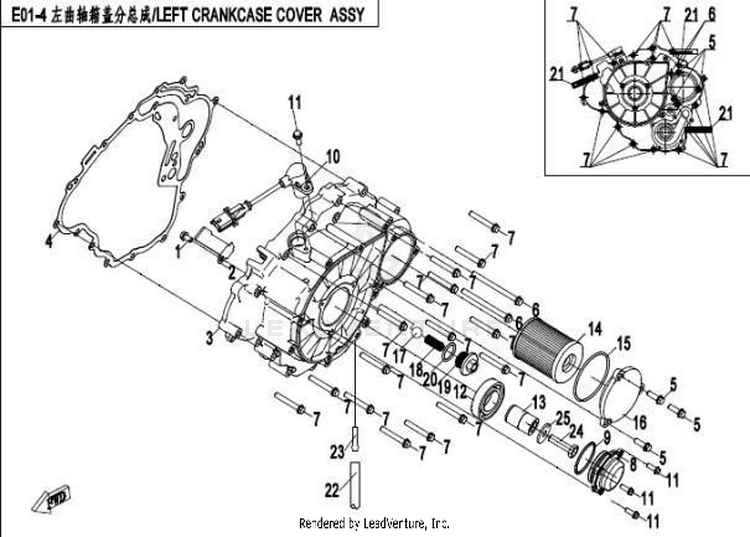 Left Crankcase Cover CFORCE 500 HO CF500AU-6L 2017 Crystal Orange Schematic