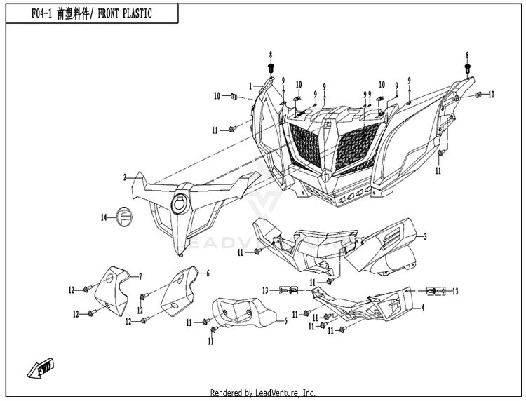 Front Plastics CF800 ZFORCE 800 EX EPS 2022 ATHENS BLUE Schematic