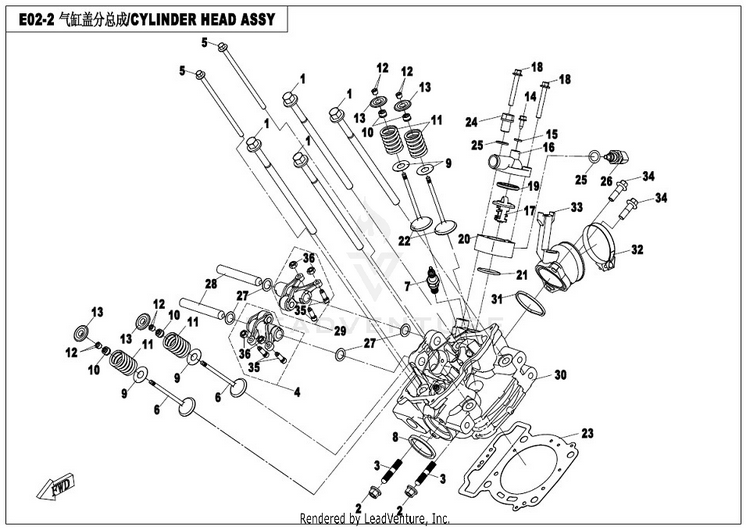 Cylinder Head Assy CFORCE 400 CF400AU 2017 Crystal Orange Schematic
