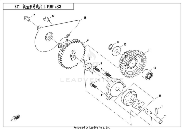 Oil Pump Assy UFORCE 500 CF500UU 2017 Crystal Orange Schematic