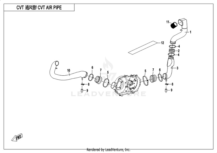 Cvt Air Pipe CFORCE 400 CF400AU 2019 Crystal Orange Schematic