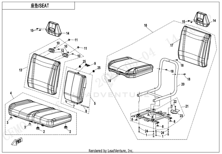 Seat(Non Heating Equipment) CF1000UZ UFORCE 1000 2025 Nebula Black Schematic