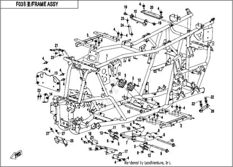 Frame Assy CFORCE 400 CF400AU 2016 Crystal Orange Schematic