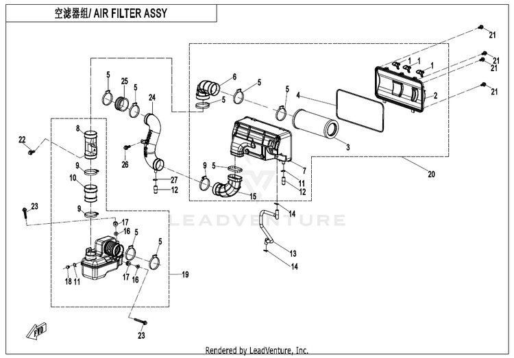 Air Filter Assy CF1000UZ UFORCE 1000 2025 Nebula Black Schematic