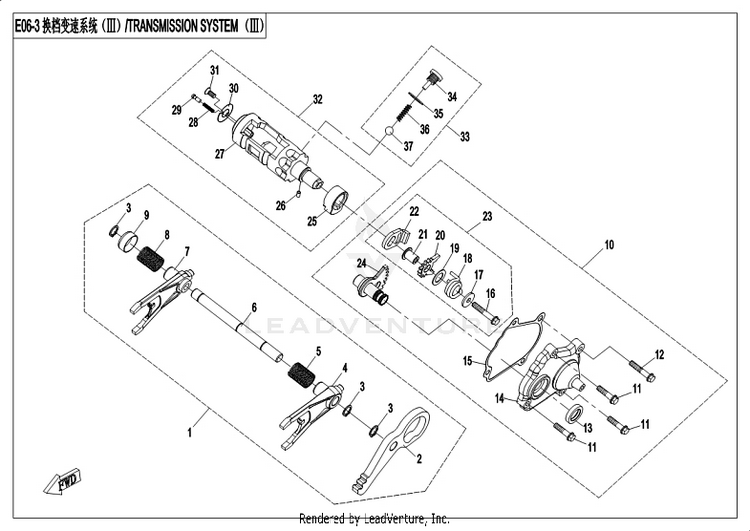 Transmission Assy (3) CF800-3 UFORCE 800 EPS 2018 Grey Schematic