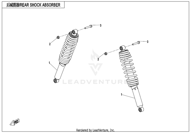 Rear Shock Absorber CF1000UZ UFORCE 1000 2025 Nebula Black Schematic