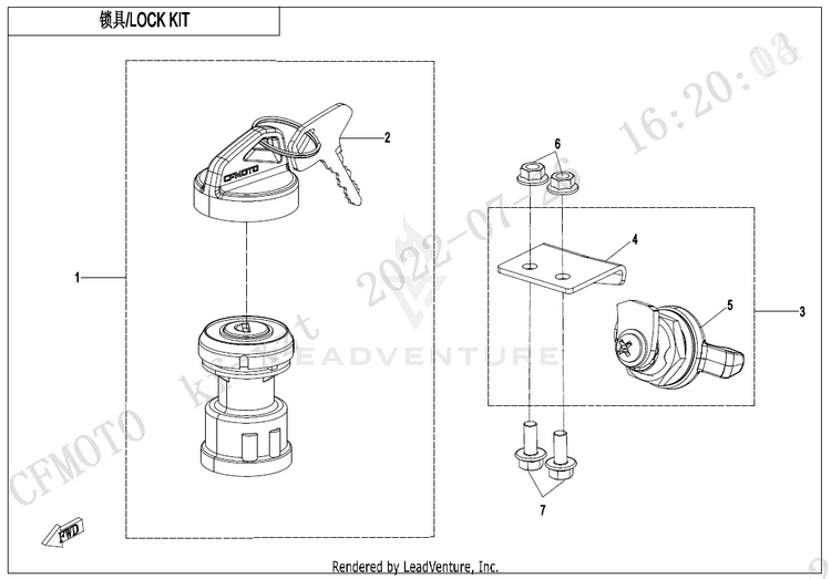 Lock Kit ZFORCE 950 HO EX CF1000SZ-D 2023 Nebula Black Schematic