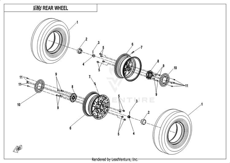 Rear Wheel(Aluminum) CF1000UU UFORCE 1000 2019 ATHENS BLUE Schematic