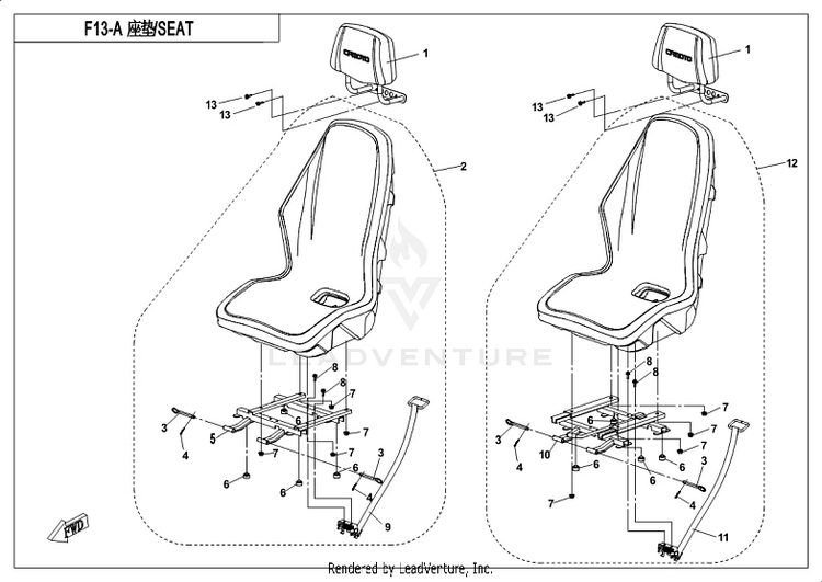 Seat CF800-3 UFORCE 800 EPS 2018 Grey Schematic