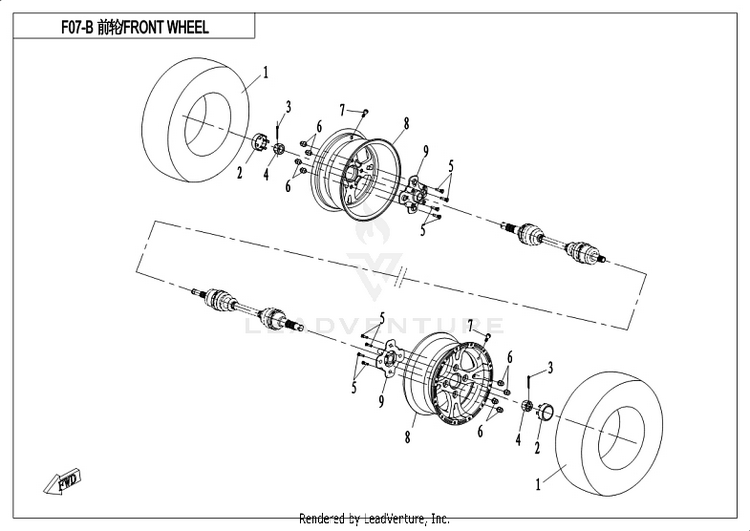 Front Wheel CF800-3 UFORCE 800 EPS 2018 Grey Schematic