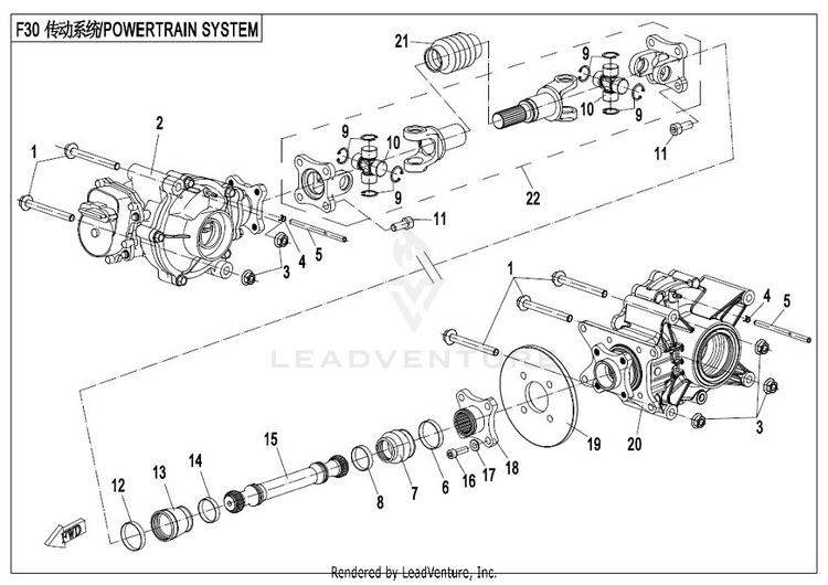 Powertrain System CF500AU-7S CFORCE 500 S 2017 Ferrari  Red Schematic