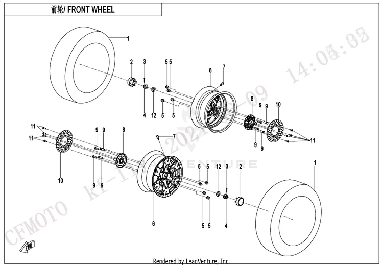 Front Wheel CF1000UZ UFORCE 1000 2025 Nebula Black Schematic