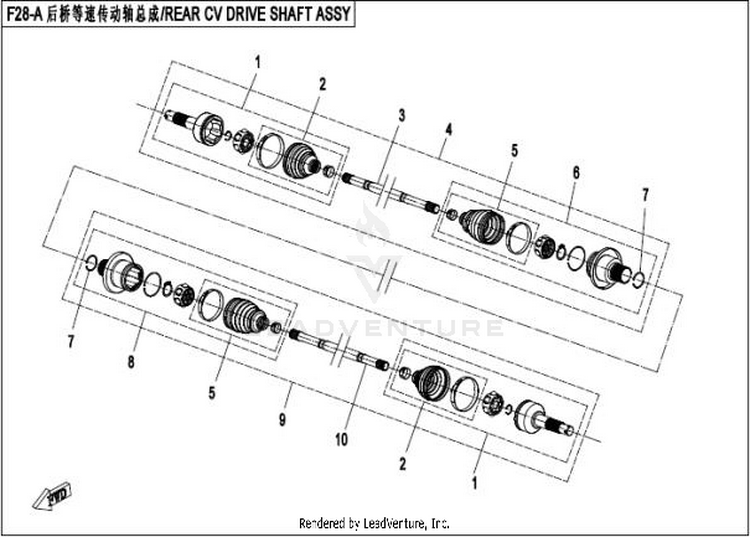 Rear Cv Drive Shaft Assy(Sps) CFORCE 400 CF400AU 2016 Crystal Orange Schematic