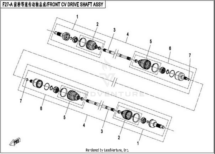 Front Cv Drive Shaft Assy(Sps) CFORCE 400 CF400AU 2016 Crystal Orange Schematic
