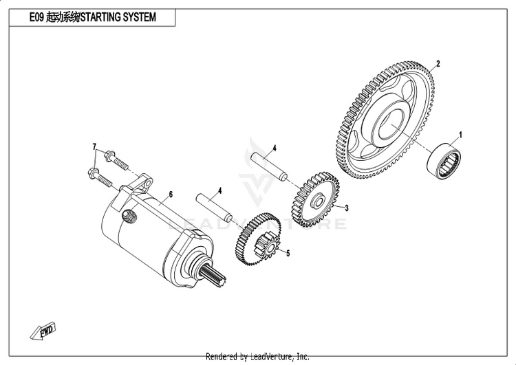 Starter Motor CF800-3 UFORCE 800 EPS 2018 Grey Schematic