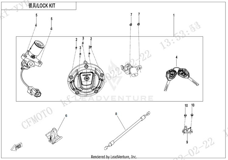 Lock Kit CF400-7US 450NK 2024 Nebula White Schematic