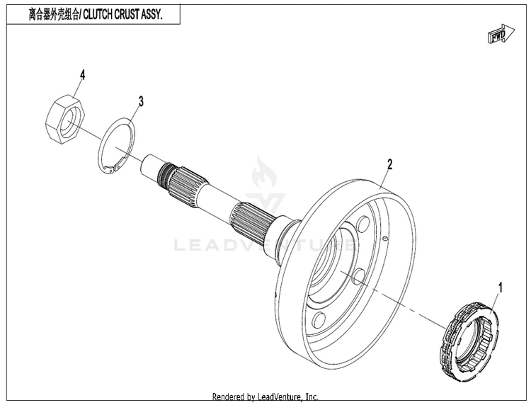 Wet Clutch Bell Shaft Assy. CF800 ZFORCE 800 EX EPS 2022 ATHENS BLUE Schematic