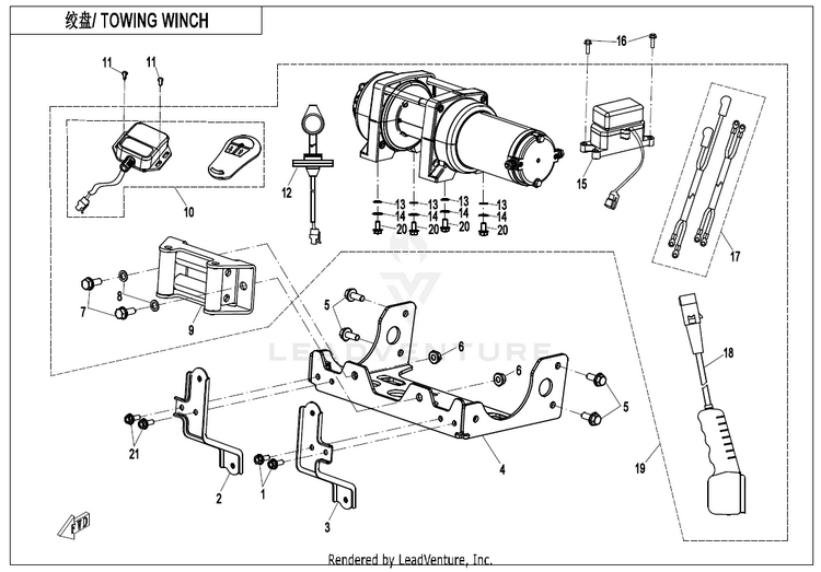 Towing Winch ZFORCE 950 HO EX CF1000SZ-D 2022 Lava Orange Schematic