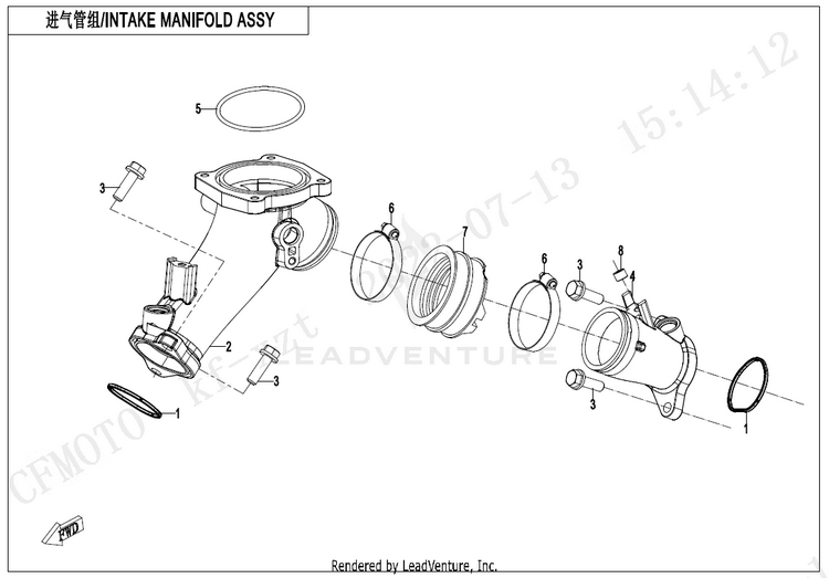Intake Manifold Assy ZFORCE 950 H.O. EX CF1000SZ-D 2024 Desert Tan Schematic