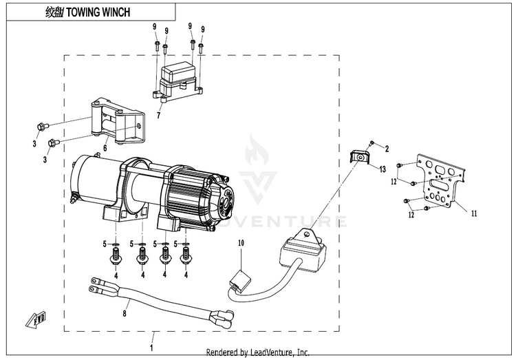 Towing Winch CF800AU-2A CFORCE 800 EPS 2020 Crystal Orange Schematic