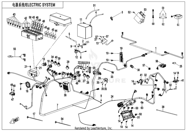 Electric System CF1000UZ UFORCE 1000 2025 Nebula Black Schematic
