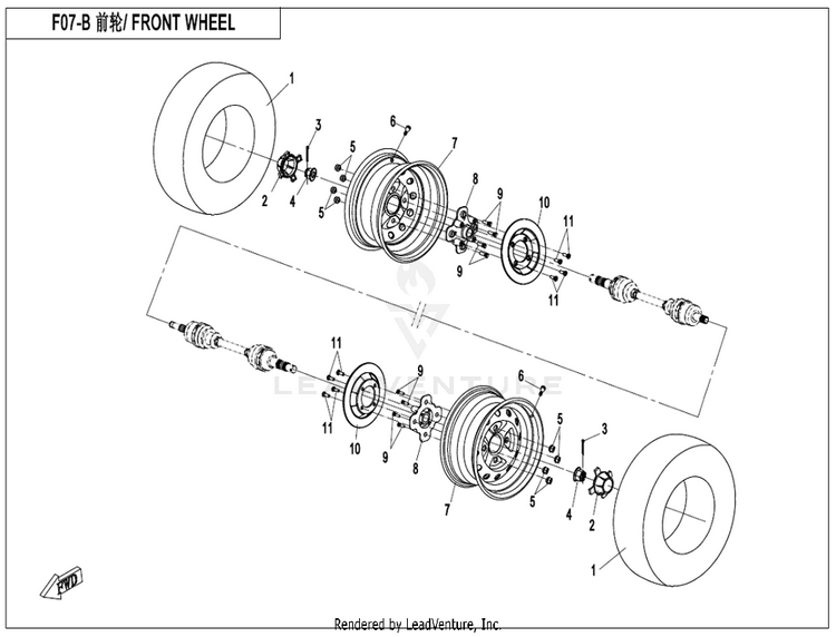 Front Wheel CF800 ZFORCE 800 EX EPS 2022 ATHENS BLUE Schematic