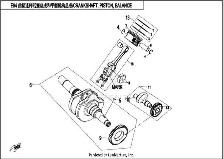 Crankshaft,Piston,Balance CFORCE 400 CF400AU 2016 Crystal Orange Schematic