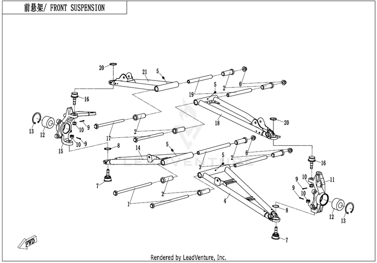 Front Suspension ZFORCE 950 HO EX CF1000SZ-D 2022 Lava Orange Schematic