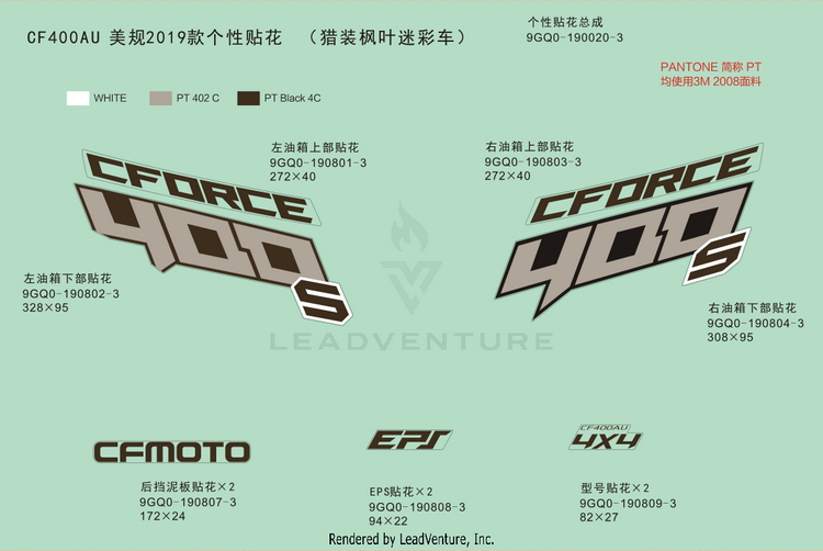 Decal Kits(2019,True Timber Camo) CFORCE 400 CF400AU 2019 Crystal Orange Schematic