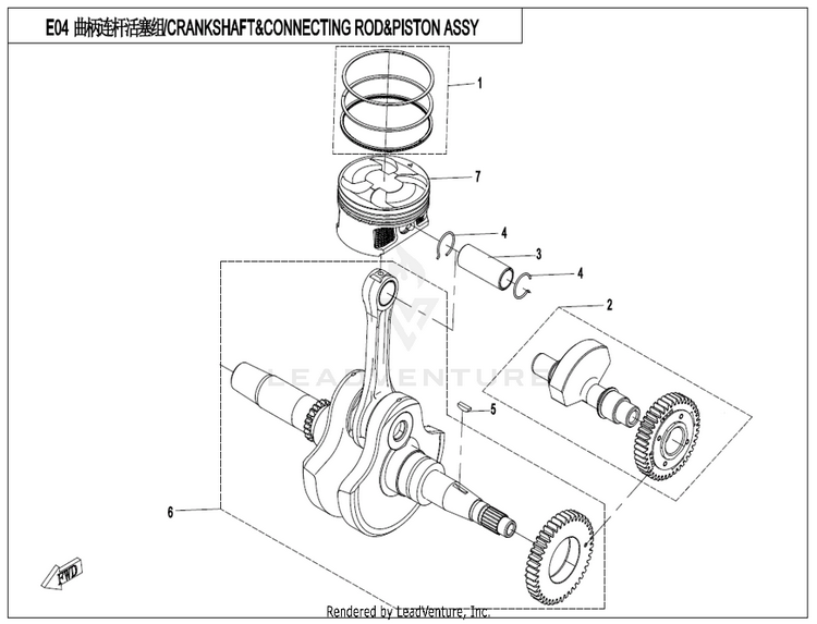 Crankshaft/Connecting Rod/Piston Assy CF500AZ-9S CFORCE 500 S 2022 Force Red Schematic
