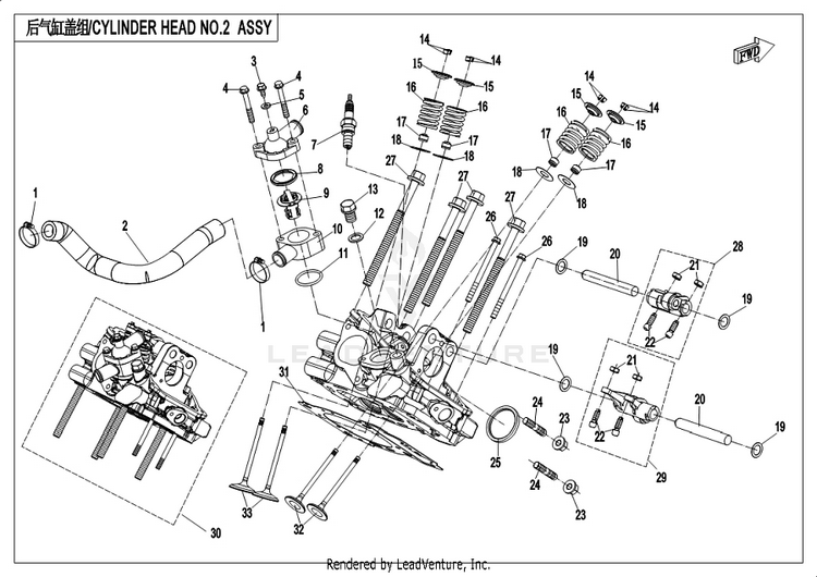 Cylinder Head No.2 Assy. CF1000UU UFORCE 1000 2019 ATHENS BLUE Schematic