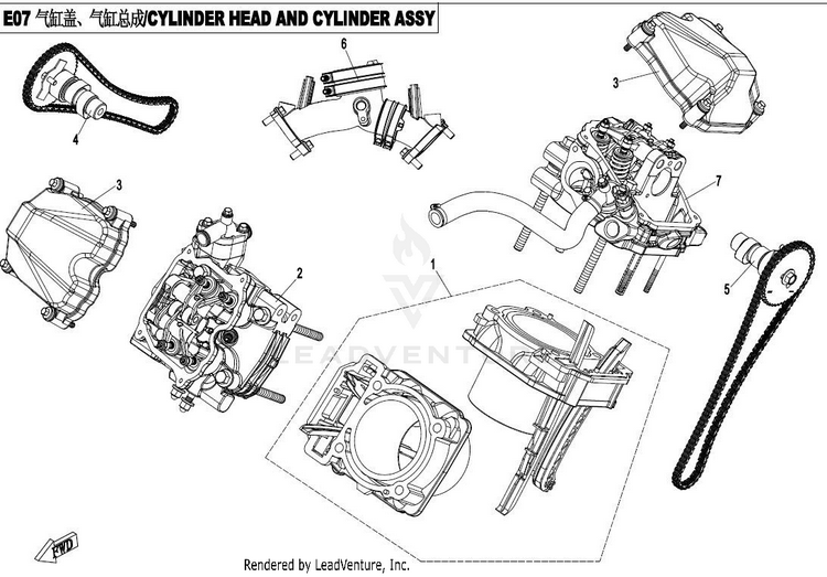 Cylinder Head And Cylinder Assy CFORCE 800 CF800-2 2017 Crystal Orange Schematic