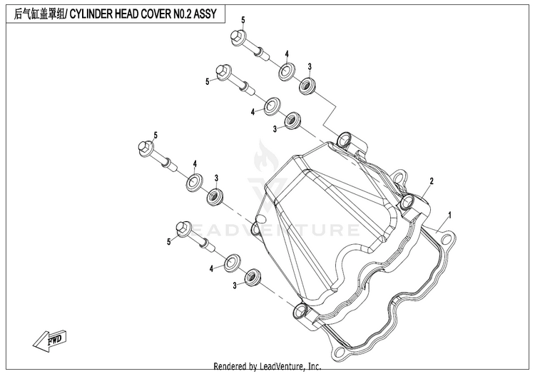 Cylinder Head Cover  No.2 Assy ZFORCE 950 HO EX CF1000SZ-D 2023 Nebula Black Schematic