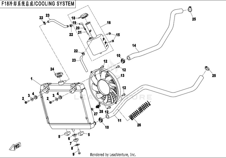 Cooling System CFORCE 500 HO CF500AU-6L 2017 Crystal Orange Schematic