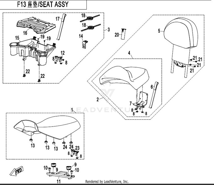 Seat Assy CFORCE 800 CF800-2 2017 Crystal Orange Schematic