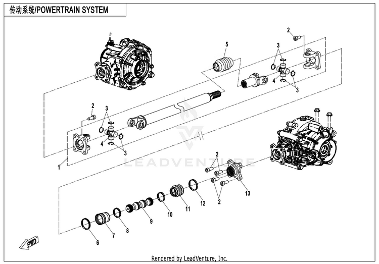 Drivetrain System ZFORCE 950 Sport CF1000US-A 2020 Fire Red Schematic