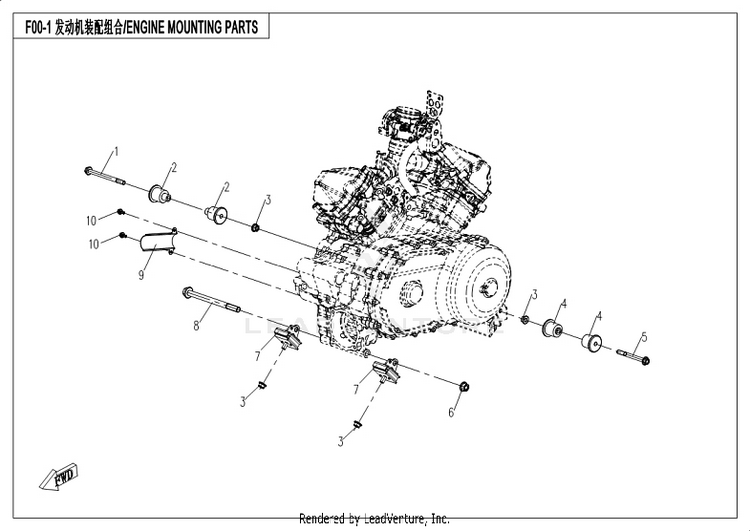 Engine Mounting Parts CF800-3 UFORCE 800 EPS 2018 Grey Schematic
