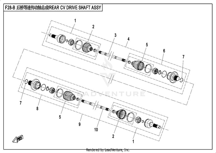 Rear Cv Drive Shaft Assy (Odm) CFORCE 800 CF800-2 2017 Crystal Orange Schematic