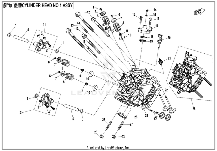 Cylinder Head No.1 Assy. CF1000UZ UFORCE 1000 2025 Nebula Black Schematic