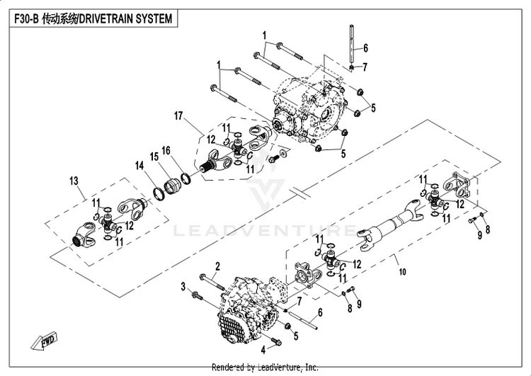 Drivetrain System CF800-3 UFORCE 800 EPS 2018 Grey Schematic