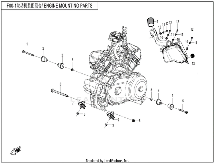 Engine Mounting Parts CF800 ZFORCE 800 EX EPS 2022 ATHENS BLUE Schematic