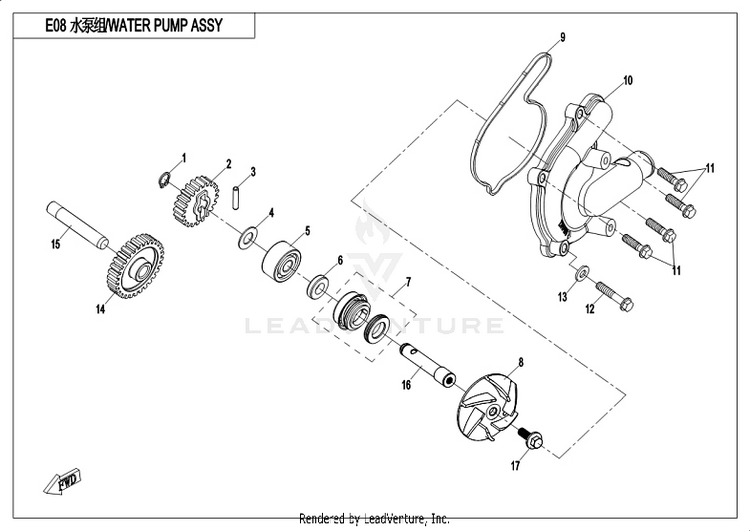 Water Pump Assy. CF800-3 UFORCE 800 EPS 2018 Grey Schematic
