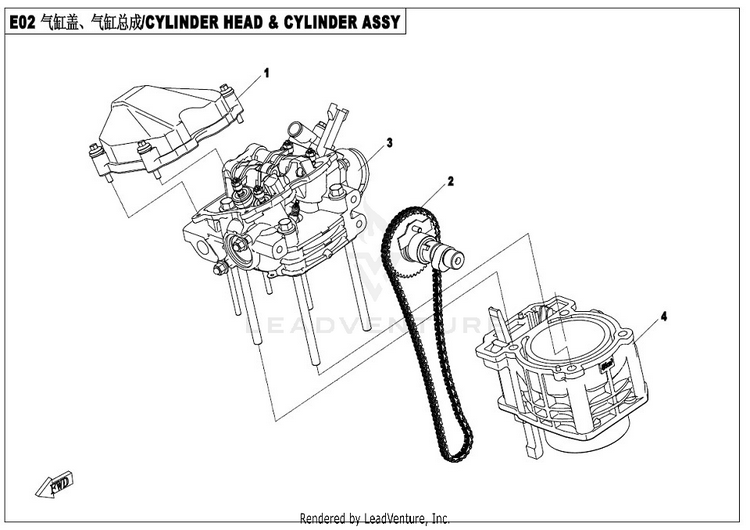 Cylinder Head And Cylinder Assy CFORCE 400 CF400AU 2017 Crystal Orange Schematic