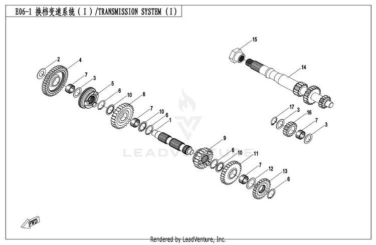 Transmission System (1) CF500AU-7S CFORCE 500 S 2017 Ferrari  Red Schematic