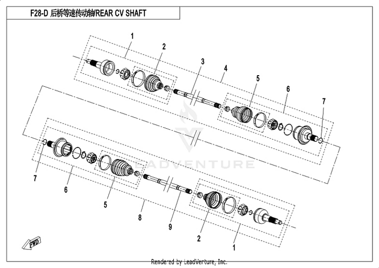 Rear Cv Shaft CF800-3 UFORCE 800 EPS 2018 Grey Schematic