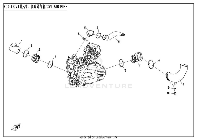 Cvt Air Pipe And Side Cover UFORCE 500 CF500UU 2017 Crystal Orange Schematic