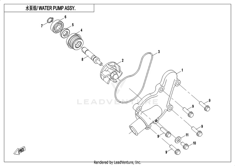 Water Pump Assy CFORCE 400 CF400AU 2019 Crystal Orange Schematic