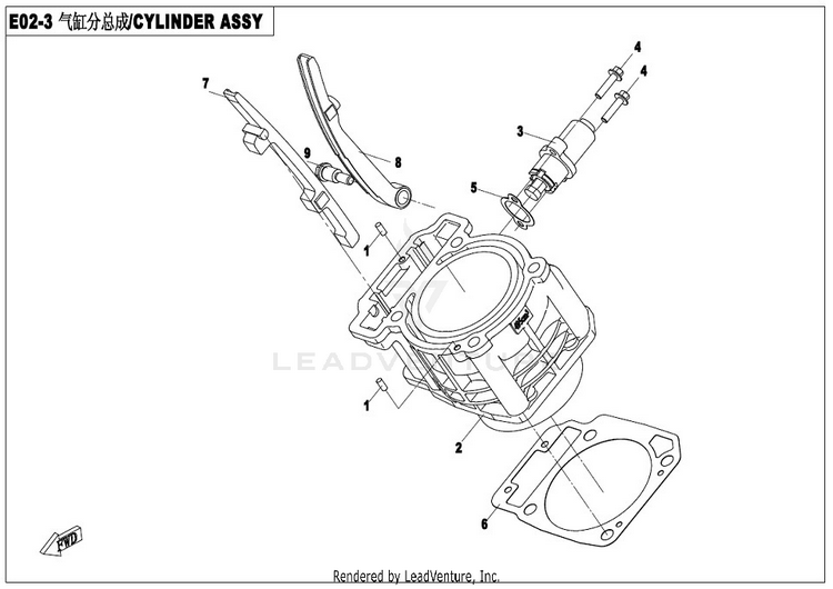 Cylinder Assy CFORCE 400 CF400AU 2017 Crystal Orange Schematic